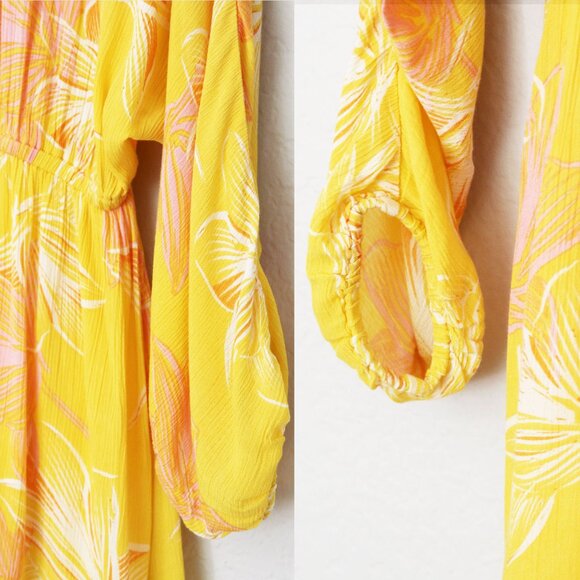 NEW Sisstrevolution I'm Fluttered Dress S Batwing Dolman Yellow Pink Gauze Mini - Picture 11 of 16